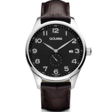 Golana Classic Small Second Men's Quartz Watch With Grey Dial Analogue Display And Brown Leather Strap Cl100-2