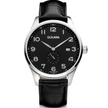 Golana Classic Small Second Men's Quartz Watch With Black Dial Analogue Display And Black Leather Strap Cl100-1