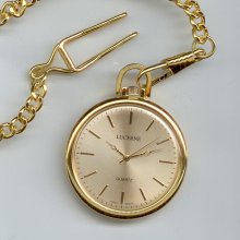 Gold Faced Pocket Watch W/ Link Chain JG-10709