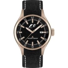 Gold Tone Stainless Steel Formula One Black Dial Leather Strap