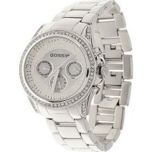 Gossip Multifunction Boyfriend Watch with Mother of Pearl Dial - Silvertone - One Size
