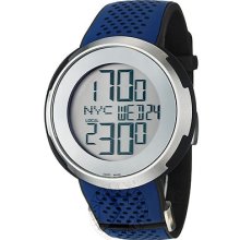 Gucci Men's Silver Digital Dial Blue Rubber Strap Watch Ya114105