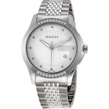 Gucci Timeless Ya126407 Gents Diamonds Stainless Steel Case Date Watch