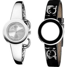 Gucci U-Play Interchangeable Leather Strap Bangle Ladies Watch