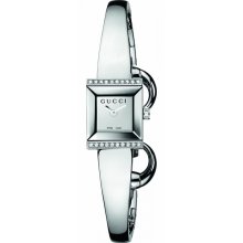Gucci Women's YA128504 G-Frame Square Steel Bangle Diamond Case Watch