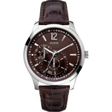 GUESS Brown Croc Embossed Leather Mens Watch U95152G2