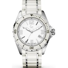 Guess Men's Stainless Steel Case Date Rrp $650 White Ceramic Watch X85009g1s