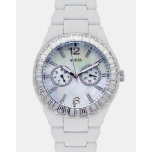 Guess Multi Peral Dial Ladies Crystals White Watch