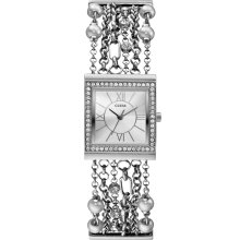 GUESS Silver-Tone Embellished Bracelet Watch
