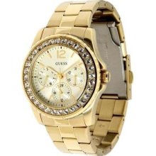 Guess Ss Gold Chilly Chill Lady Watch Swarovski Date Day Bracelet U12005l1