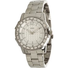 Guess U0018l1 Unique Swarovski Crystal Chronograph Silver Tone Iced Petite Watch