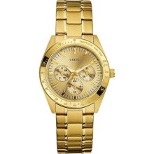 Guess Women Gold Tone Multifunction Watch U12004l2 With Original Guess Box