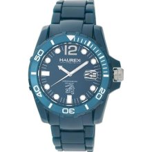 Haurex Italy Caimano Date Blue Plastic Mens Watch B7354UBB