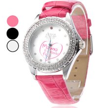 Heart Women's Lovely Shaped PU Analog Quartz Wrist Watch (Assorted Colors)