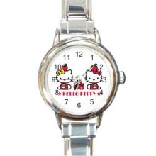 Hello Kitty 1 16 Starter Italian Charm Links Round Watch 01