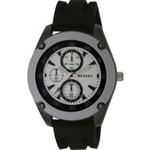 Henley Decorative Multi-Dial Men's Sports Quartz Watch With White Dial Analogue Display And Black Silicone Strap H02057.1