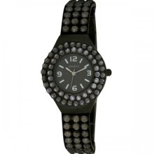 Henley Ladies Quartz Watch With Black Dial Analogue Display And White Stainless Steel Plated Bracelet H07166.3
