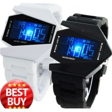 Hi-tech Lcd 7 Color Light Digital Date Sport Quartz Wrist Watch Men Rubber Clock