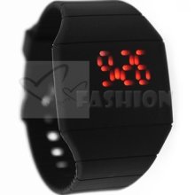 Hidden Led Square Touch Screen Wristwatch Men Lady Teen Black Sports Watch Slim