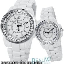 High-grade Fashion Costly Crystal Diamond Dial Steel Delicate Lover Couple Watch
