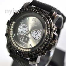 Hip Hop Iced out KAYNE Bling Rubber strap Watch W-087.