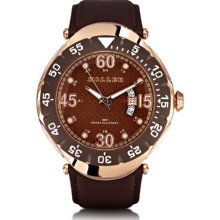Holler Men's Quartz Watch With Brown Dial Analogue Display And Black Plastic Or Pu Strap Hlw2188-1