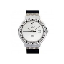 Hublot MDM Black and White Diamond Bezel Stainless Steel Ladies Watch