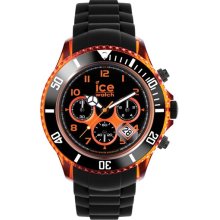ICE Watch Chronograph Silicone Strap Watch, 53mm Black/ Orange