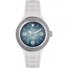 Ice-Watch Unisex Quartz Watch With Blue Dial Analogue Display And White Silicone Strap Ib.St.Wsh.U.S