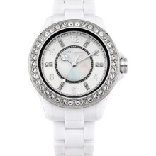 In Box Ladies Karen Millen White Stone Ceremic Watch Vm010