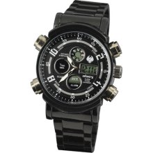 Infantry Mens Lcd Chronograph Black Stainless Steel Quartz Sport Army Watch Gift