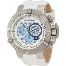 Invicta 10201 Men $2495 Subaqua Noma Iii Chrono Silver Dial White Leather Watch