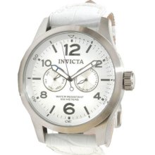 Invicta 12170 Men's Watch Specialty Silver Dial Leather Strap Day And Date