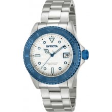 Invicta 12835 Men's Pro Diver Automatic Silver Dial Blue Bezel