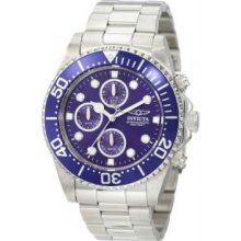 Invicta 1769 Mens Stainless Steel Pro DIver Quartz Chronograph Blue Dial Bezel