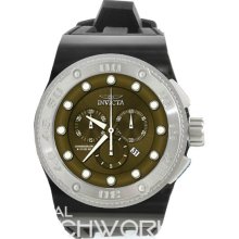 Invicta Men's Akula Chronograph Stainless Steel Case Rubber Bracelet Green Tone Dial Date Display 12295