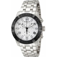 Invicta Men's Chronograph Stainless Steel Case and Bracelet Silver Dial Black Bezel 11453