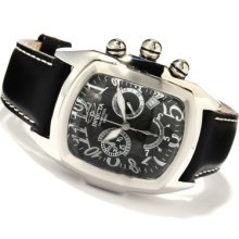 Invicta Men's Dragon Lupah Quartz Chronograph Stainless Steel Leather Strap Watch BLACK