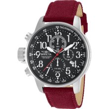 Invicta Men's Force Chronograph Stainless Steel Case Black Dial Burgundy Leather and Nylon Strap 11517