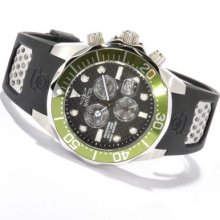 Invicta Men's Grand Diver Quartz Chronograph Carbon Fiber Dial Stainless Steel Strap Watch GREEN