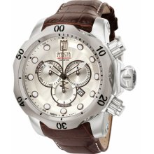 Invicta Men's LIMITED EDITION Jason Taylor Reserve Venom Chronograph Silver Dial Leather Strap Date Display 12960