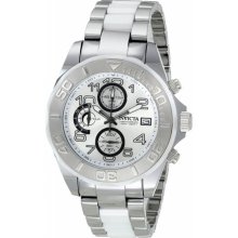 Invicta Men's Limited Edition Pro Diver Chronograph Silver Dial Stainless Steel Case Ceramic Bracelet 1250