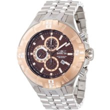 Invicta Men's Pro Diver XXL Chronograph Stainless Steel Case and Bracelet Brown Tone Dial Rose Gold Bezel 12357