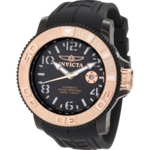 Invicta Men's Pro Diver Sea Hunter Automatic Ipb Case Watch 1072 With Black Dial,White Lumionous Back And Iprg Bezel Black Rubber Strap