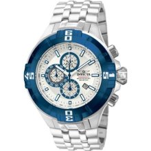Invicta Mens Reef Pro Diver Xxl Chronograph Silver Dial Blue Ip Bezel Watch