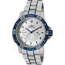 Invicta Mens Specialty Multifunction Silver Textured Dial Two Tone Blue Ip Watch