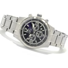 Invicta Men's Specialty Quartz Chronograph Bracelet Watch w/ 3-Slot Collector's Box SILVERTONE