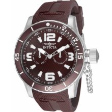 Invicta Men's Specialty Stainless Steel Case Rubber Bracelet Brown Tone Dial Day and Date 1797