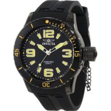 Invicta Mens Specialty Swiss Black Ip & Yellow Dial Polyurethane Watch