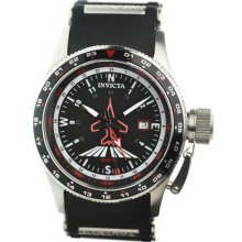 Invicta Men's Stainless Steel Quartz GMT Black Dial Rubber Strap Red 1753